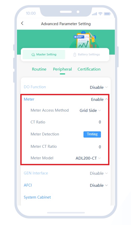 Cài đặt Meter